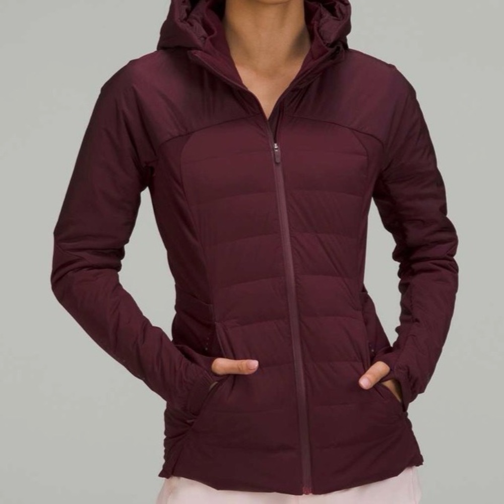 Lululemon Down for It All Jacket Cassis Maroon PrimaLoft Tech Fleece Goose 6